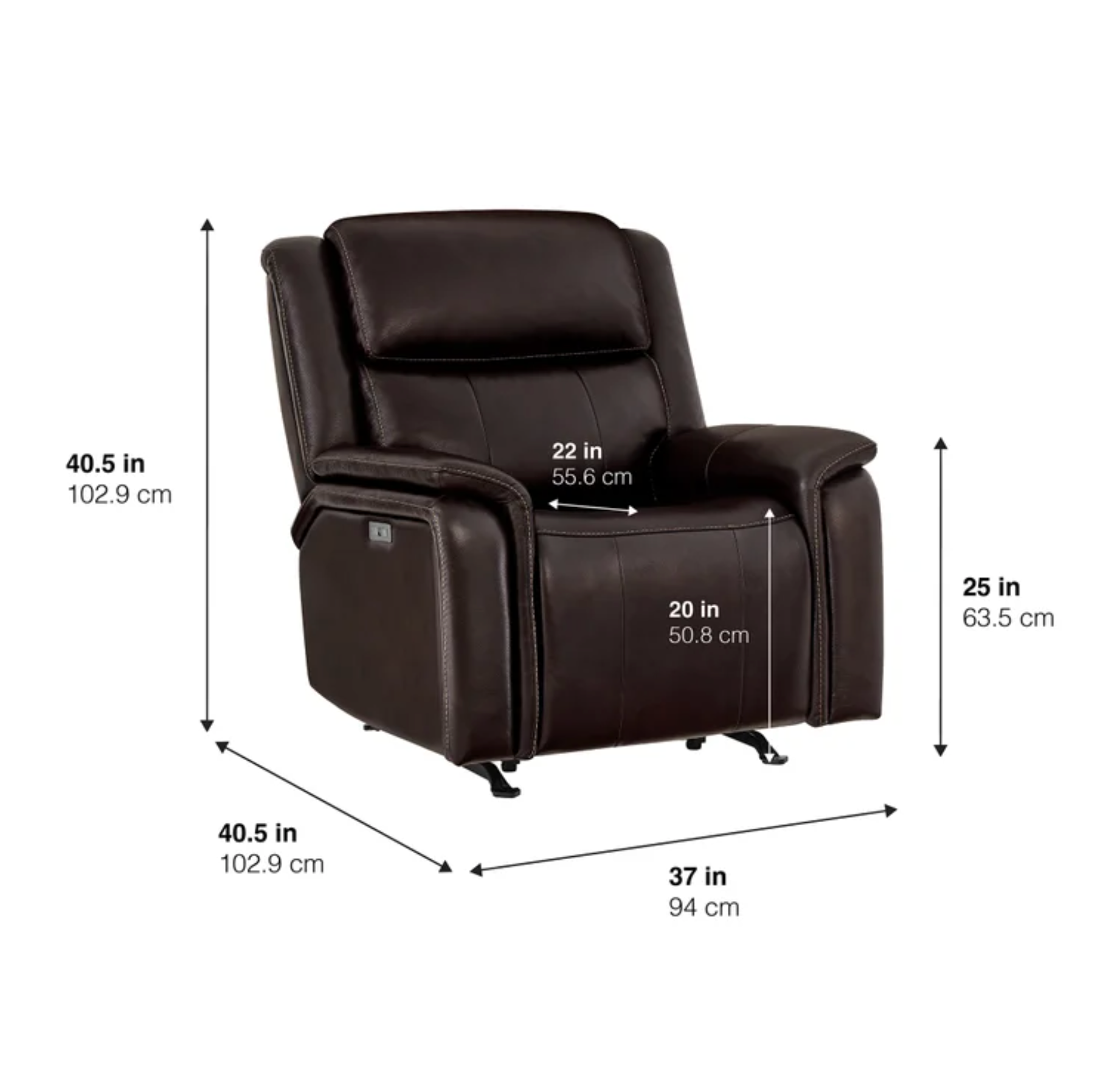 Bryson Leather Power Rocker Recliner with Power Adjustable Headrest