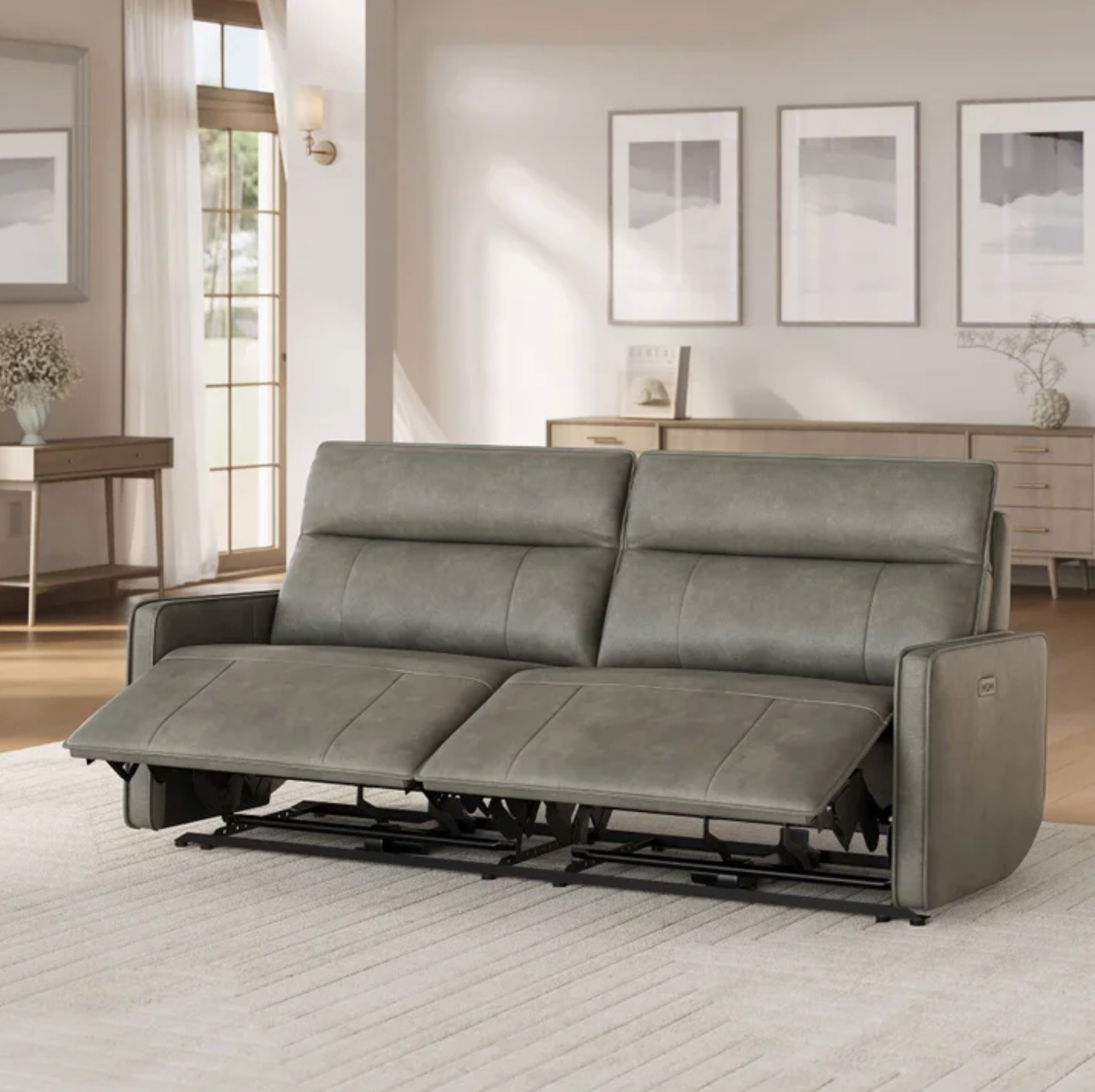Henredon Keira Leather Zero-Gravity Reclining Sofa