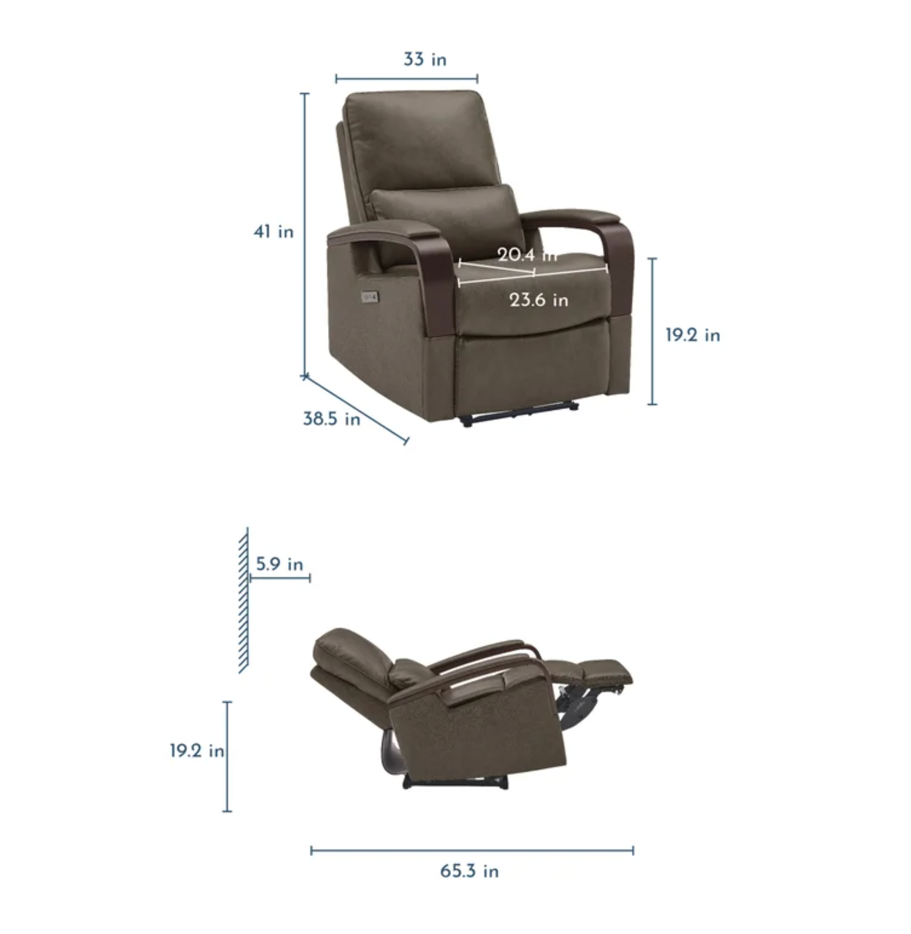Shayne Leather Power Recliner with Power Headrest