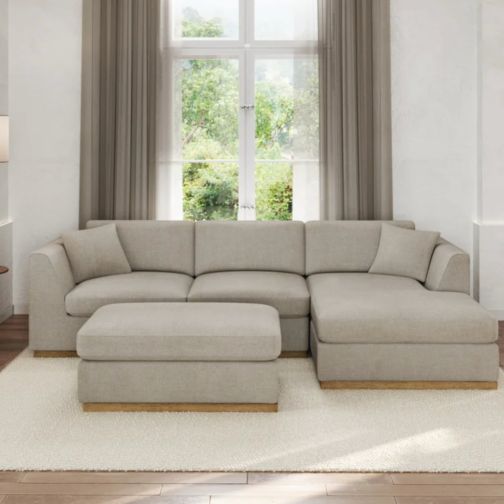 Henredon Caley Reversible Sofa Chaise with Ottoman